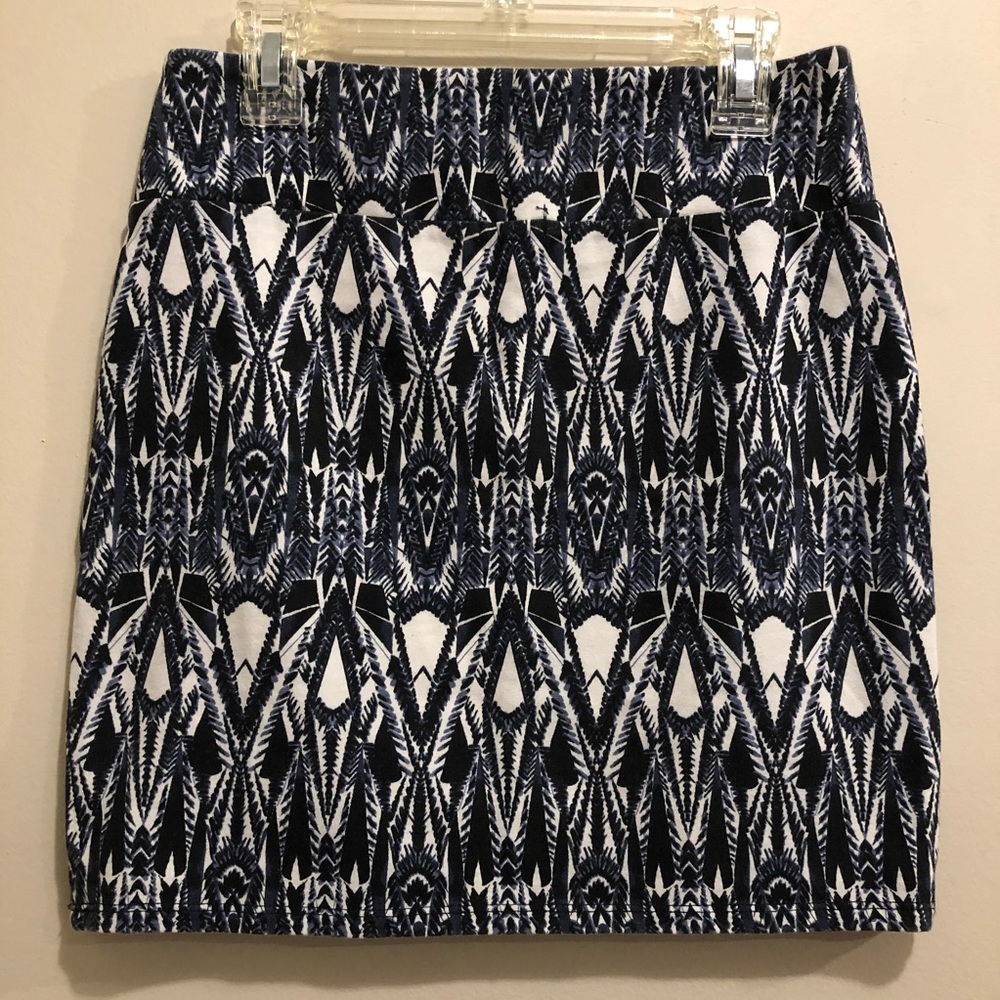 AEO Navy Blue Geometric Print Mini Pencil Skirt